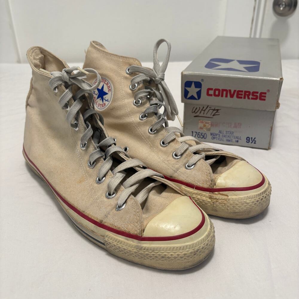 VTG 80's Converse All-Star Chuck Taylor High Top Made In USA Sneakers White 9.5